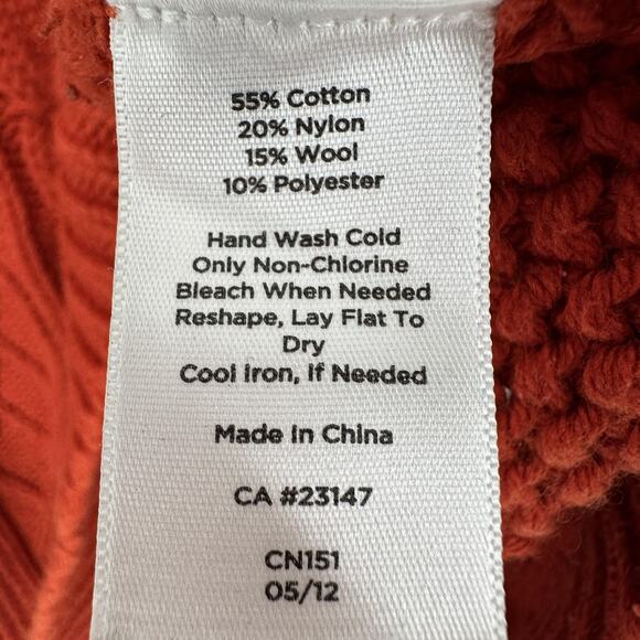 Talbots Sweater Womens Medium Rust Orange Cable Knit Pullover Wool Blend Chunky - Picture 6 of 8